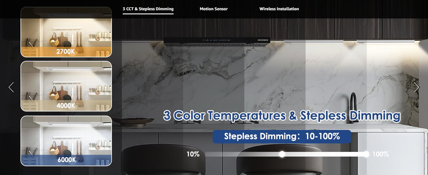 2026 Under Cabinet Lighting 1/2/3/4 Pack Motion Sensor LED Closet Light,USB Rechargeable Dimmable Stick On Under Counter Lights, 16inch Wireless Night Light for Kitchen Stair Bedroom,TikTok Viral Home Finds,Clean Girl Aesthetic,Home Upgrade 2026