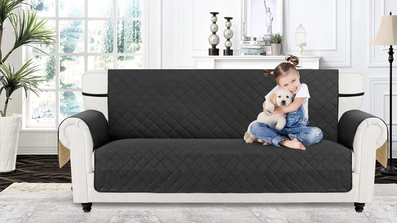 Easy-Going Reversible Couch Cover for Dogs Water Resistant Furniture Protector Cover with Foam Sticks Elastic Straps for Pets Home