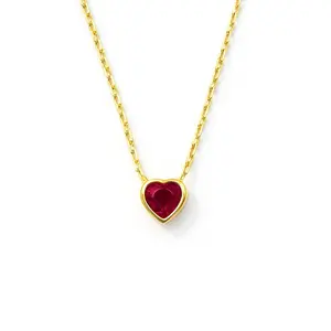 Marigold Ruby Heart Necklace | Gold Vermeil