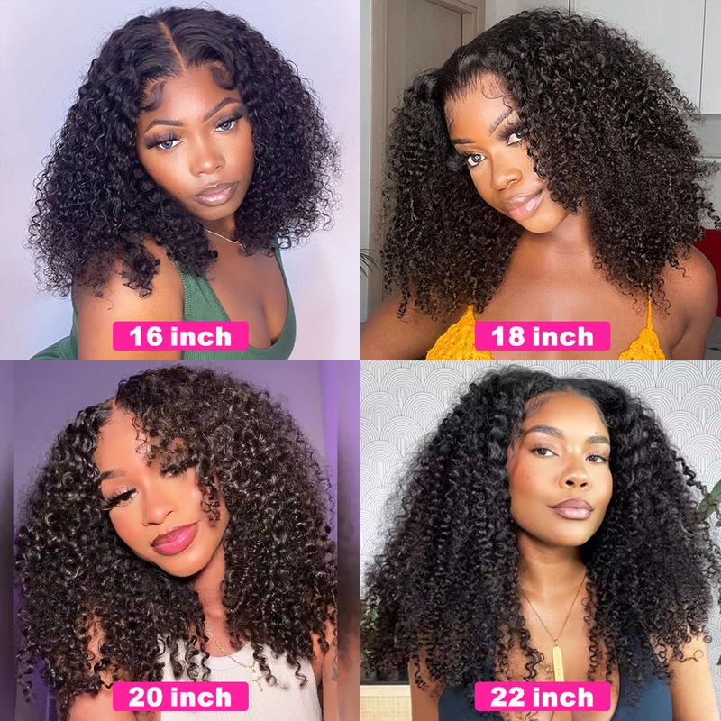 FORGIRL FOREVER Wear And Go Glueless Wig Drawstring Wear Go Half Wig 7x5 Pre Cut Bleached Knots Afro Kinky Curly Wig Lace Front Human Hair Wigs