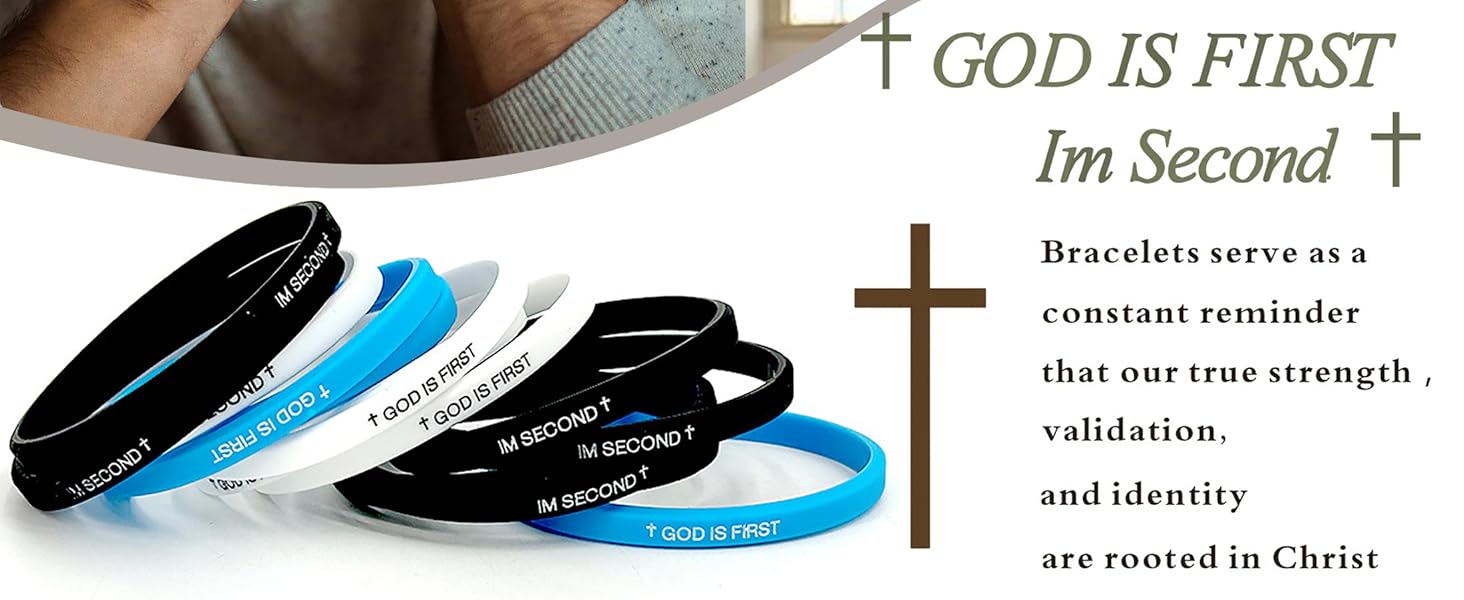 Sports Silicone Wristband - Christian “God Is First, I’m Second” Faith Wristband, Inspirational Bible Message Bracelet for Men and Women, Religious Gift Wrist Accessory Wristband Original