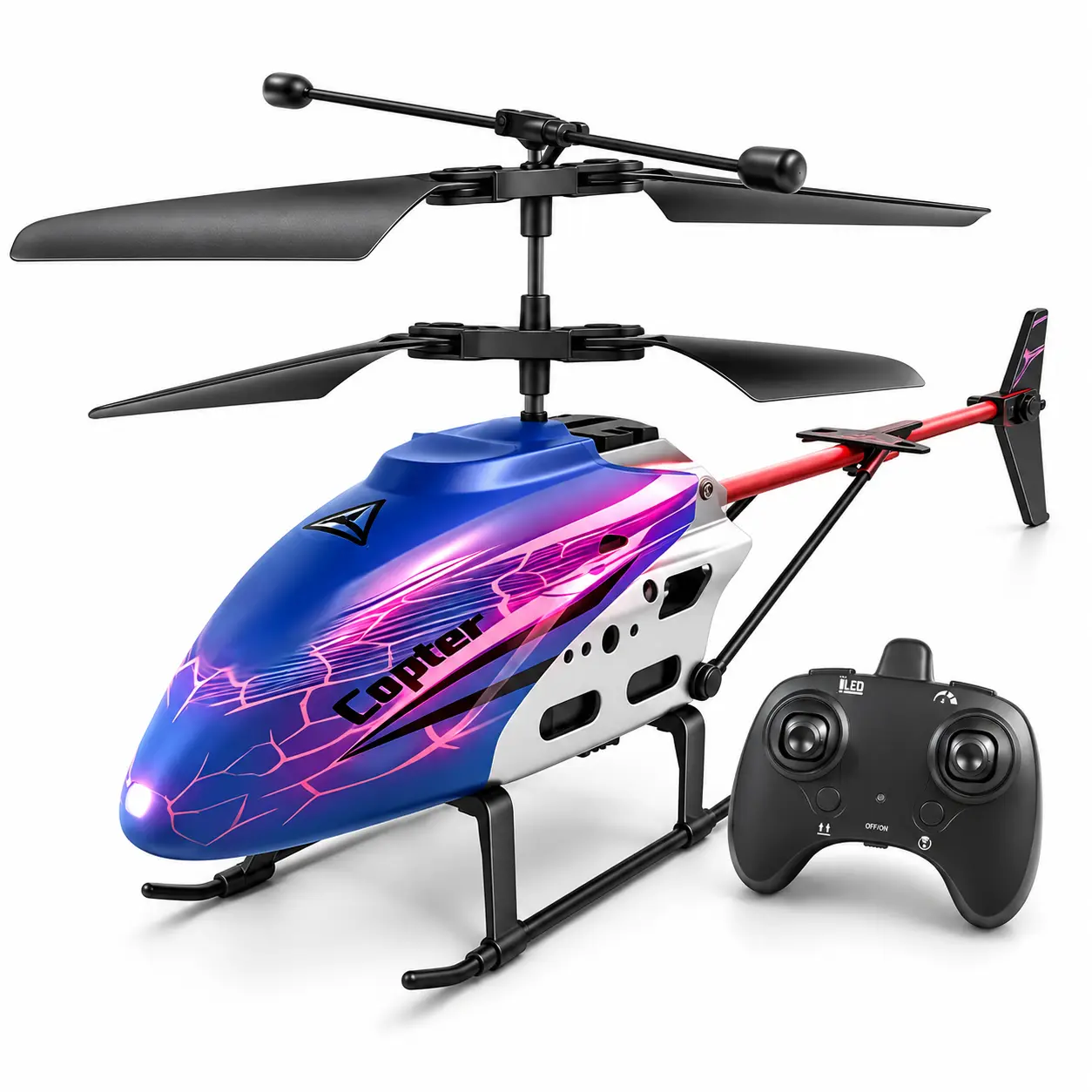 RC Helicopter Toy for Kids, Remote Control Flying Helicopter with LED Lights, Easy Fly Indoor Outdoor Aircraft Toy