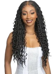 Janet Collection Melt HD 360 with 13X6 Frontal Lace Human Hair UNIMIX ENCORE LAVIE BOHO BOX BRAID Wig 28"