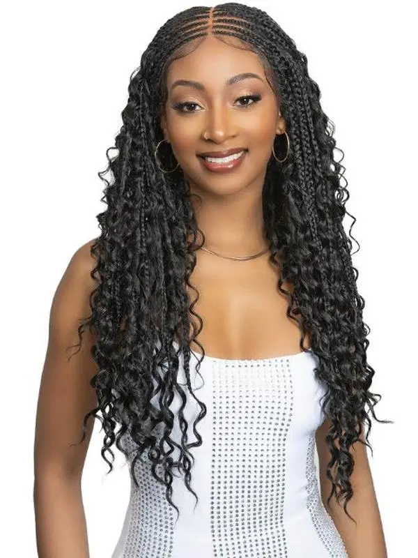 Janet Collection Melt HD 360 with 13X6 Frontal Lace Human Hair UNIMIX ENCORE LAVIE BOHO BOX BRAID Wig 28"