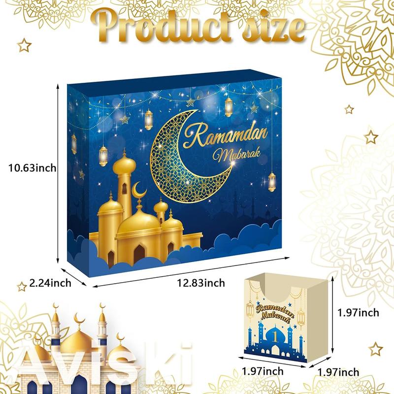 Crepe paperboard Ramadan advent calendar with 30 drawers for family decor, empty DIY set, gifts for Kids & Family, Ramadan gifts