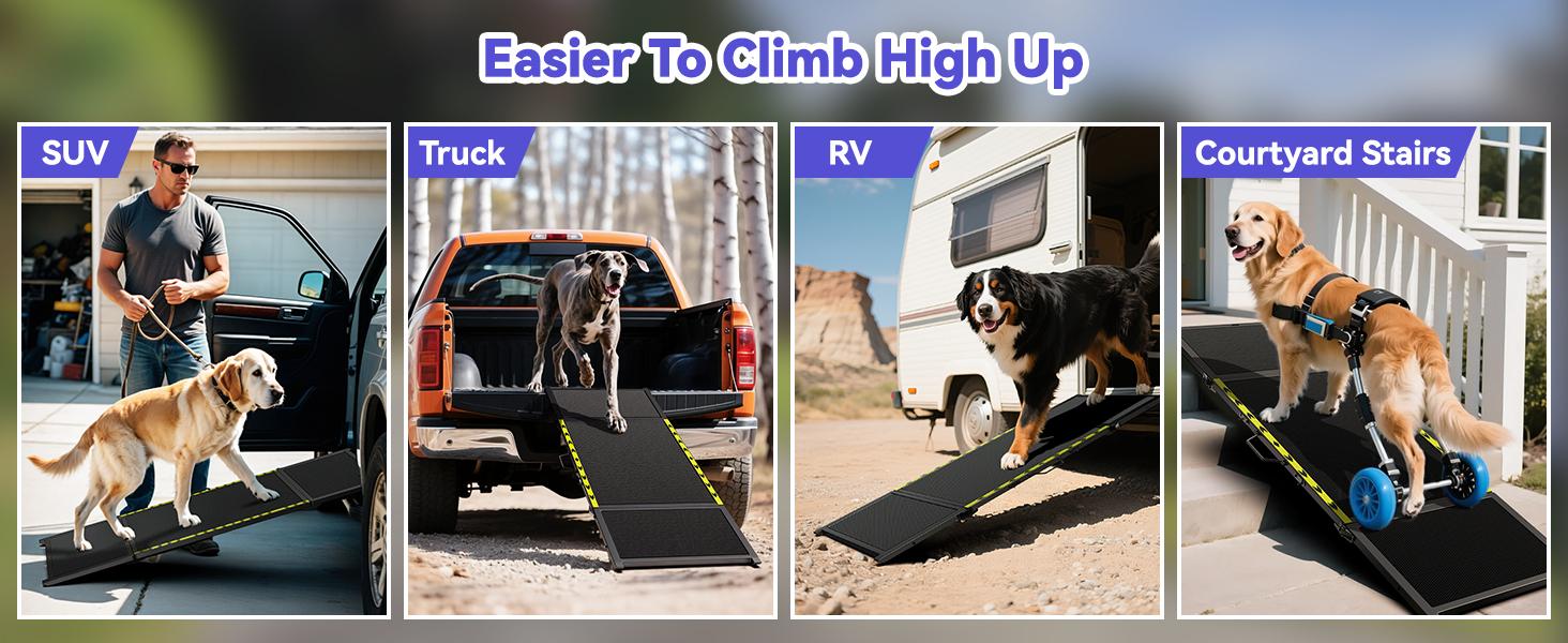 74'' L & 20'' W Longest Dog Ramp for Car - Extra Wide Portable Pet Dog Ramps for Large Dogs, Dogs Cars Ramp for Car SUV/Truck/RV/Bed, Lightweight Ramps with Non-Slip Mesh Up to 250LBS, Black 74'' L & 20'' W Longest Dog Ramp for Car - Extra Wide Portable Pet Dog Ramps for Large Dogs, Dogs Cars Ramp for Car SUV/Truck/RV/Bed, Lightweight Ramps with Non-Slip Mesh Up to 250LBS, Black