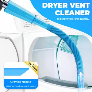 Dryer Vent Cleaner Kit with Crevice Nozzle Quick & Effective Lint Removal Vacuum Attachment for Most Vacuums Universal Connector for Enhanced Dryer Efficiency New Upgrade 2025