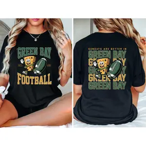 Double-Sided Printing,100% Cotton Oversized "Go GreenBay" Fan T-Shirt – Durable Soft & Breathable, Ideal Xmas Gift for Couples. Match Day Essential to Shout GB Pride # GameDayFanFit # ChristmasGiftForCouples # TKOversizeFanTee # GreenBayFanFashion