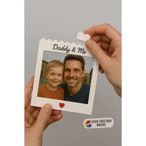 Custom Daddy & Me Photo Puzzle – Personalized Brick Block Gift for Dad, Father’s Day Present, Family Photo Keepsake