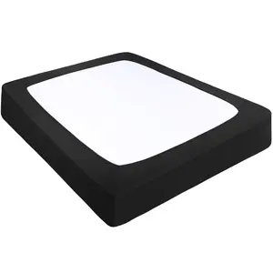 PiccoCasa Box Spring Cover Stretchy Fabric Wrap Around 4 Sides Bed Skirt Wrinkle Free for Home, Elastic Mattress Cover Fits Mattress Up to 14 Queen Black