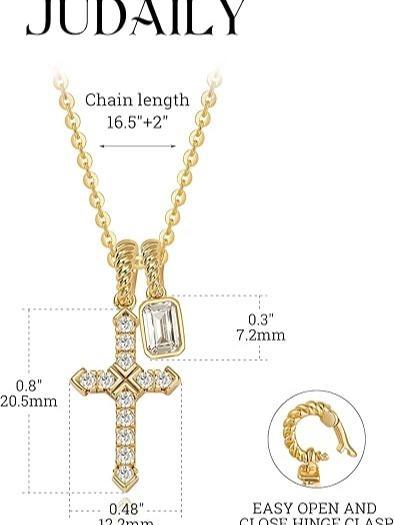 Fettero Gold Cross Necklace for Women Gold Plated Dainty Cross Pendant Non-Tarnish Necklace, Faith Crucifix Chain Jewelry, Elegant Religious Gifts