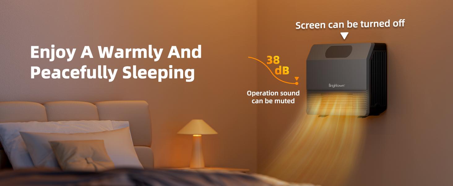 Brightown Smart Wall Heater, Electric Space Heater for Indoor Use 1500W, 5 Optional Modes, Adjustable Thermostat, Easy-Mount Heater for Bedroom with Remote Control, 12H Timer, Works with Alexa