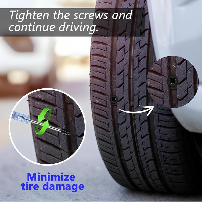 DABATR 60Pcs Tire Repair Screws Plugs, Self-service Tyre Repair Vacuum Rubber Nails Kit for Car/Motorcycle/Truck/Tractor Puncture Fast Tyre Repair Supplies