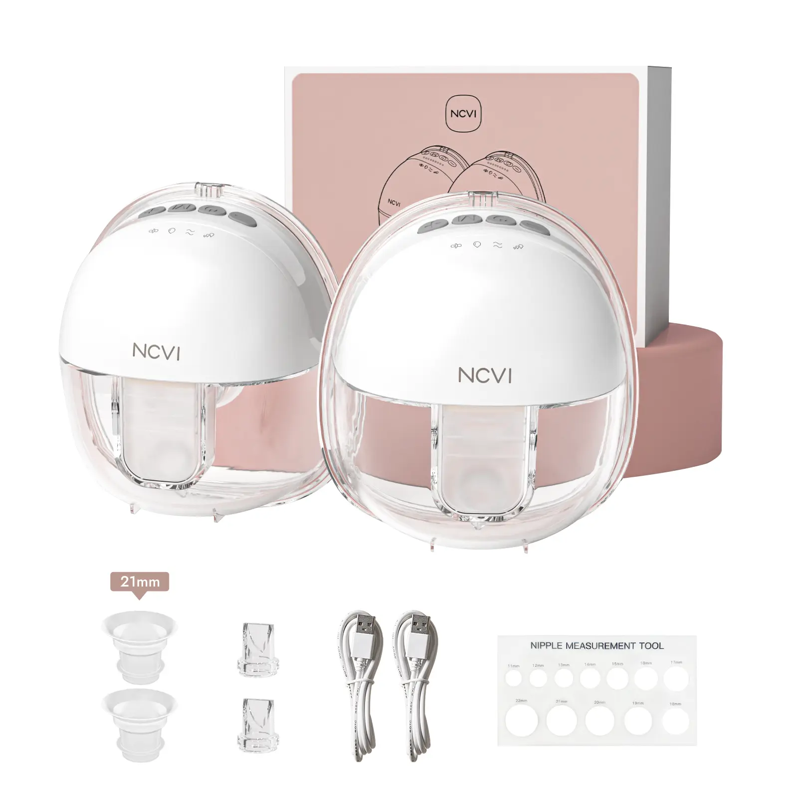 NCVI Maternity Nursing Wearable Hands-Free Breast Pump, 4 Modes & 9 Levels, <42dB Ultra-Quiet, 150min Long Battery Life, 21/24mm Flange Inserts, Portable Electric Breastfeeding Pump for Moms, Wearable Breast Pumps