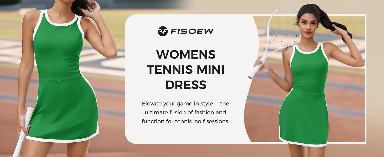 Fisoew women's sleeveless halter tennis dress with white piping, open back design, and stylish cutout details at the back, perfect for sports or casual wear #TikTokShopJumpstartSale Workoutdress