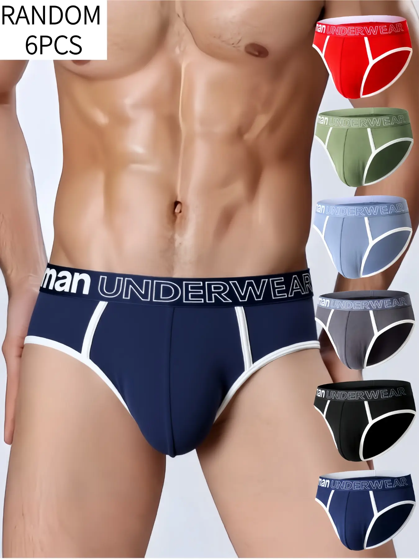 Men's 6-Pack Mixed Color Trunk Set, Underwear, Breathable Comfort, Stretchy Skin-Friendly, Fashionable Sexy, Versatile for All Seasons