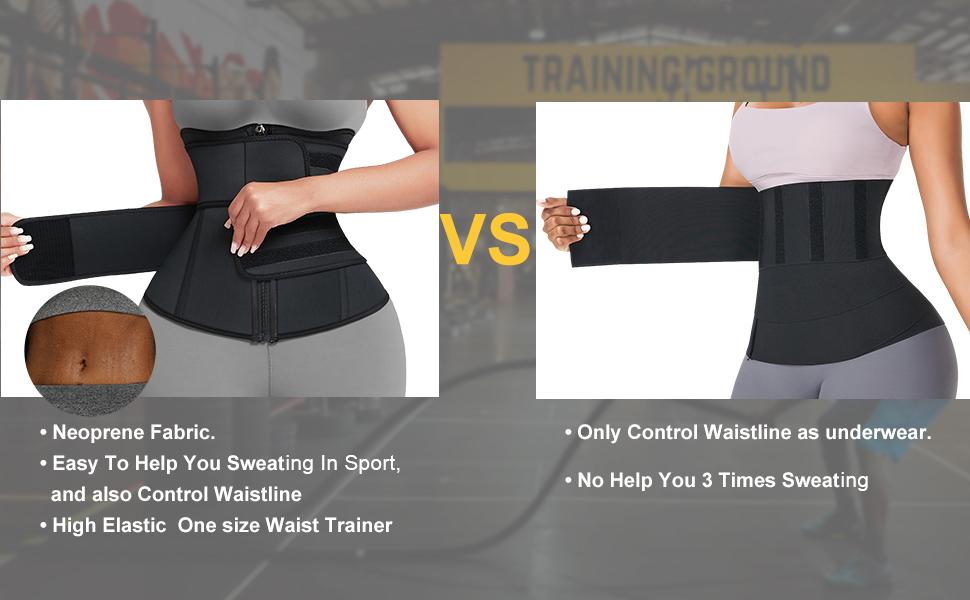 FeelinGirl Women Long Torso Sauna Workout Double Belts Neoprene Sports Waist Belt Corset Waist Cincher Zipper Trimmer Womenswear