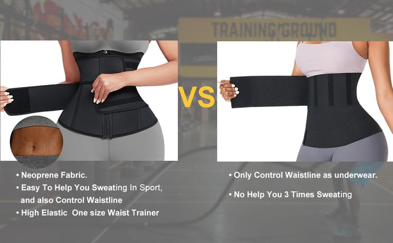 FeelinGirl Women Long Torso Sauna Workout Double Belts Neoprene Sports Waist Belt Corset Waist Cincher Zipper Trimmer Womenswear