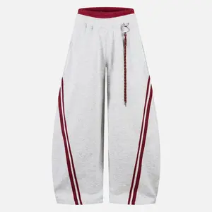 Aelfric Eden Sporty Y2K Baggy Sweatpants Unisex Contrast Stripe Charm Drawstring Wide-Leg Joggers Casual Heart Logo  Streetwear Trousers