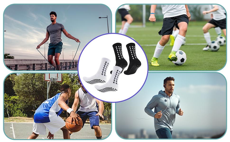 Unisex Soccer Socks 3/6/10 Pairs Breathable Cushioned Non-Slip Silicone Grips Mid-Calf Professional Training Socks for Matches Workouts