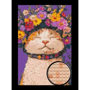 Flower Cat Bricked Mosaic Home Decor 20x30"
