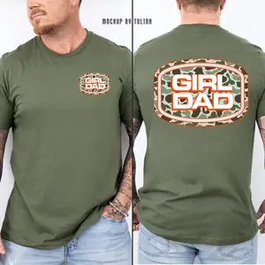 Camo Girl Dad T-Shirt – Proud Fatherhood Graphic Tee, Camouflage Dad Shirt, Comfortable Cotton Crewneck for Proud Fathers, Unique Unisex Menswear, Perfect Fatherhood Gift