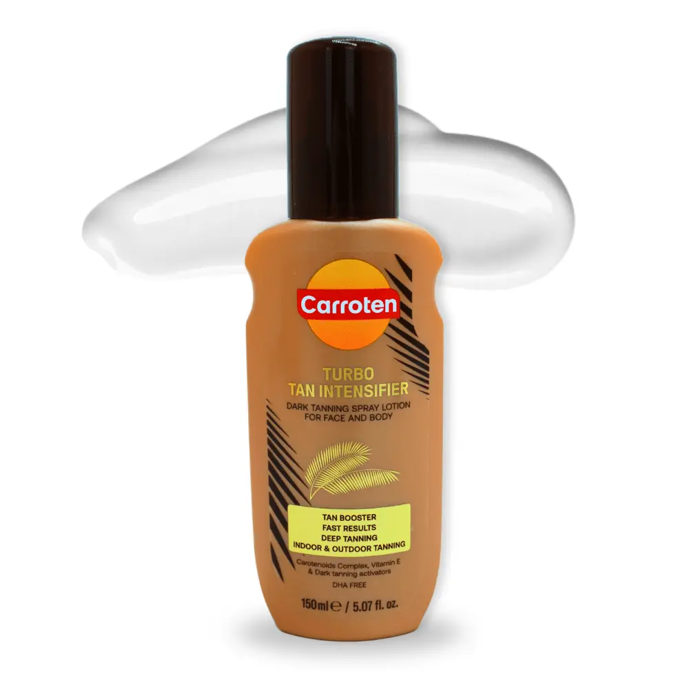 Carroten Turbo Tan Intensifier | Tanning Primer for Fast Long-lasting Results | Deep Tanning Spray Lotion for Face & Body | Quick-Drying, Lightweight Hydration | Made in Greece | 5 oz