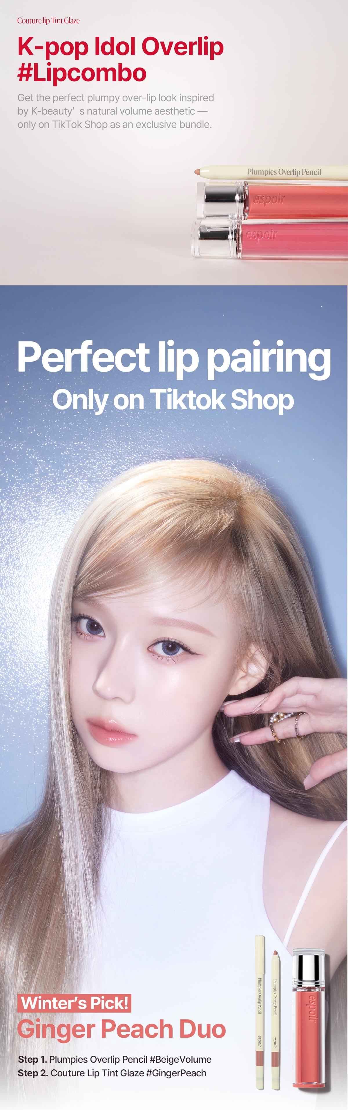 [Espoir Official][Bundle] Couture Lip Tint Glaze New & Plumpies Overlip Pencil | Glossy Lip Tint & MLBB Lip Liner