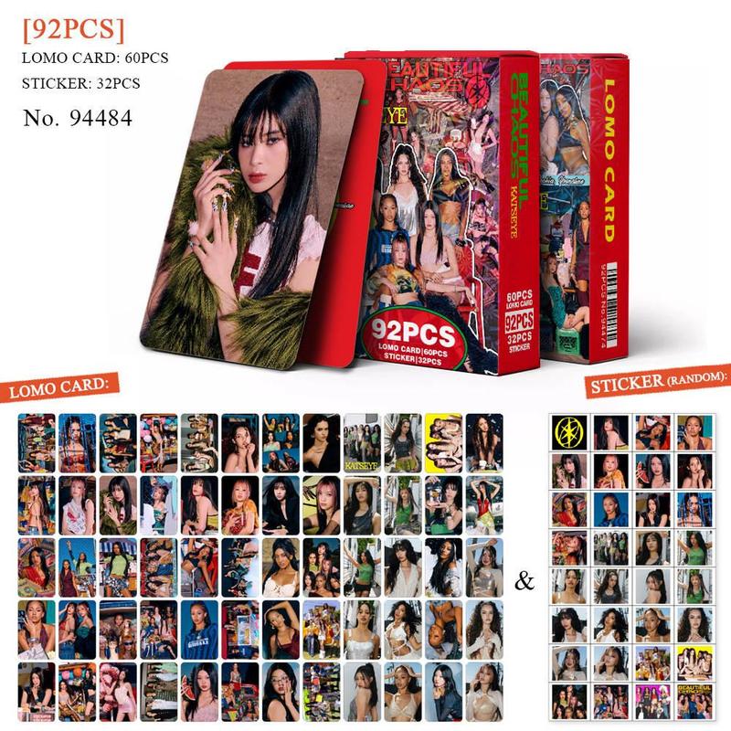 92-124Pcs/Set Kpop Idol KATSEYE New Album BEAUTIFULCHAOS Lomo Cards LARA DANIELA HD Printd Photocards Stickers MANON MEGAN Fans Gift