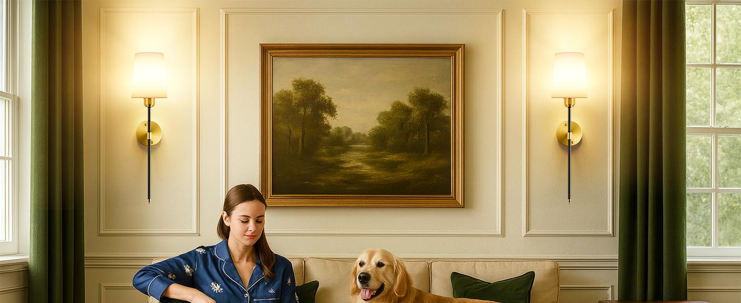 【Christmas Gift】Mid-Century Modern Battery Operated Wall Sconces Set of 2 Black Gold Wireless Lights with Rechargeable Magnetic Bulbs Remote Dimmable 15 RGB Colors for Bedroom Living Room Hallway Decor