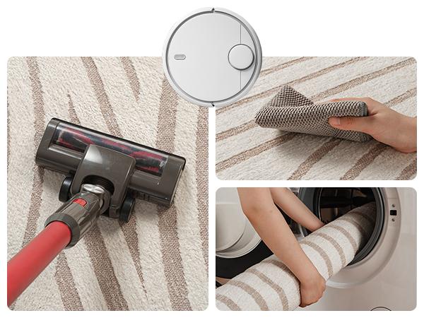 MontVoo Jacquard Textured Area Rug, Boho Design, Modern Neutral Graphic, Machine Washable, Non-Slip & Easy-to-Care, Living Room, Kitchen, Bedroom & Corridor, Home Decor