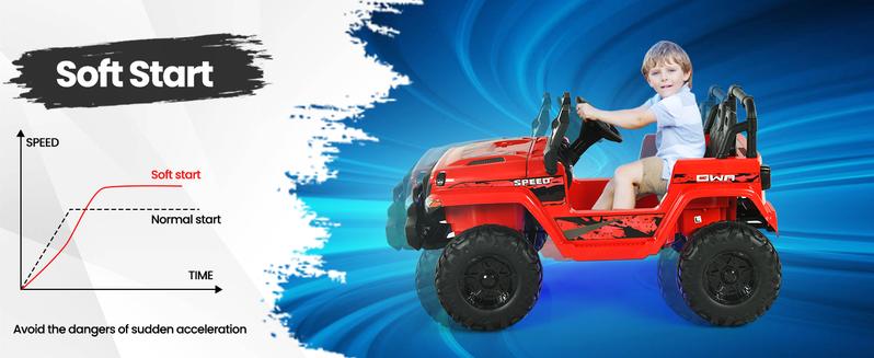 [Costway] 2-Seater Ride on Truck, 12V Battery Powered Electric Vehicle Toy w/Remote Control, 2 Doors Open, Spring Suspension, springtok