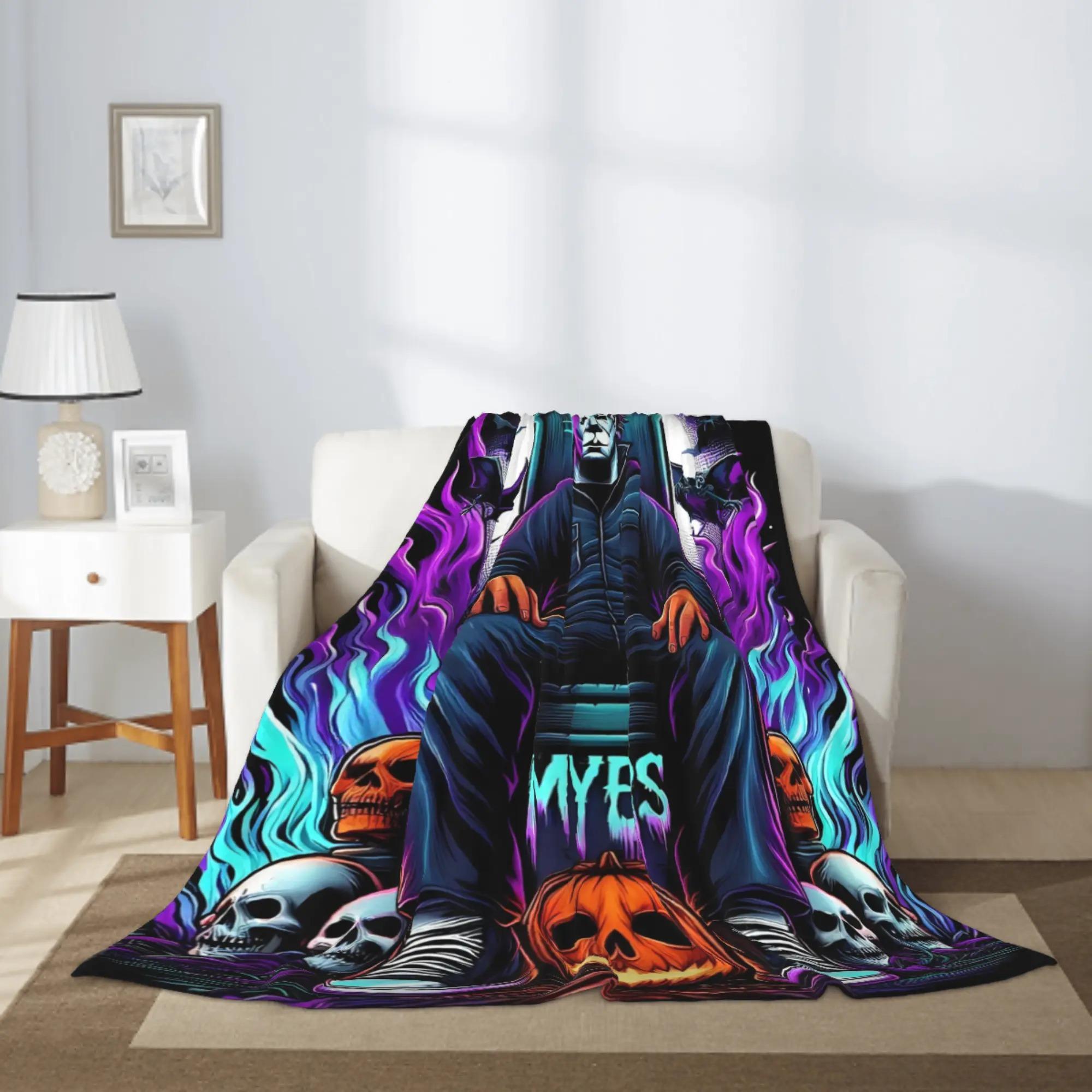 Horror Movie Halloween Soft Flannel Throw Blanket, Holiday Gift for Thanksgiving & Christmas, Multi‑Purpose Blanket for Sofa Bed Office Camping Travel Living Room