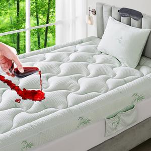 OBOEY Bamboo Mattress Topper, Waterproof Mattress Protector, 1000 GSM Quilted Fitted Mattress Pad with 1 Pillow Protector & Sleep Mask, Side Pocket, Breathable Fluffy Soft Mattress Topper with 8"-21" Deep Pocket