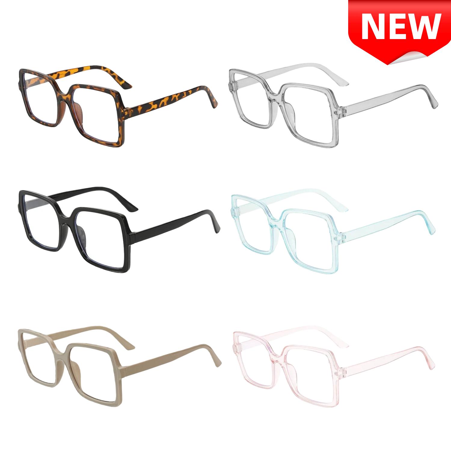 Paleshy 6 Pack Oversized Blue Light Glasses for Women Men Square Blue Light Blocking Glasses Stylish Computer Reading Eyeglasses,Suitable For Daily Decoration Fashion Frames Eyewear Frame clear glasses