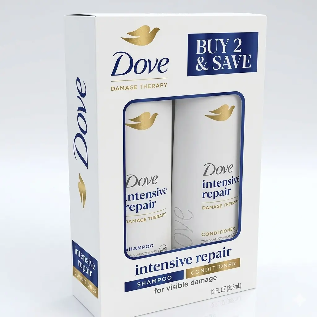 Dove Beauty Intensive Repair Shampoo & Conditioner Set for Damaged Hair - 12 fl oz - Repair & Restore Haircare Combo