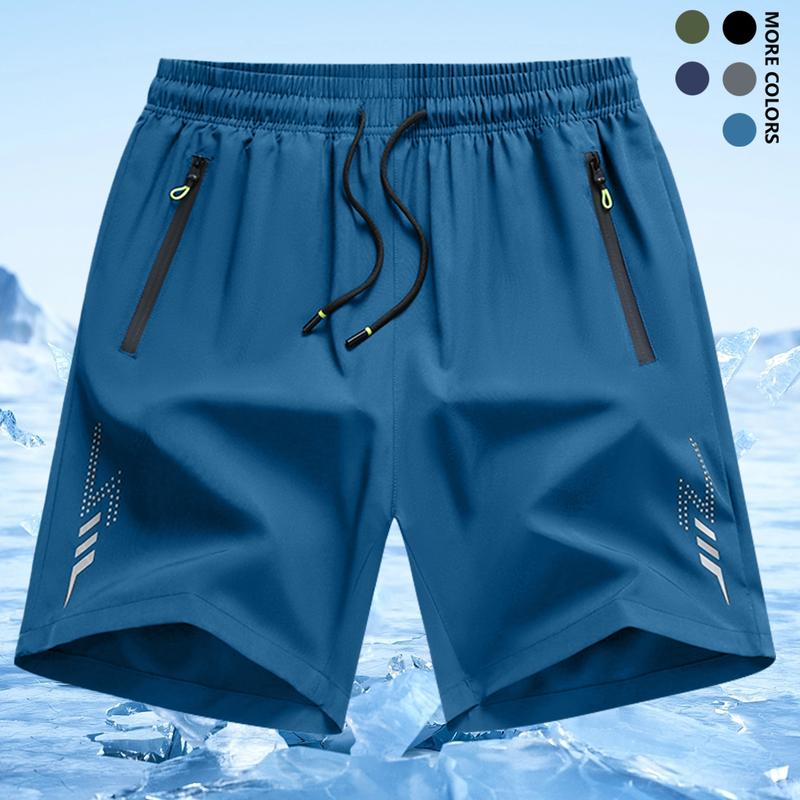 3pcs Men's Letter Print Zipper Pocket Shorts, Casual Breathable Athletic Quick Driving Straight Leg Travel Shorts, Mens Shorts, Workout Clothing Activewear, Men's Bottoms for All Seasons, Shorts for Men, Workout Gym Shorts solid color basic style Elastic