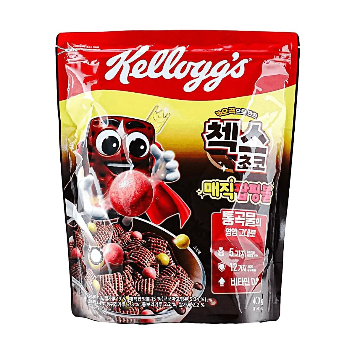 Kellogg's Chex Choco Magic Cereal 400g - Korean Version with Popping Candy & Vitamin D for Kids