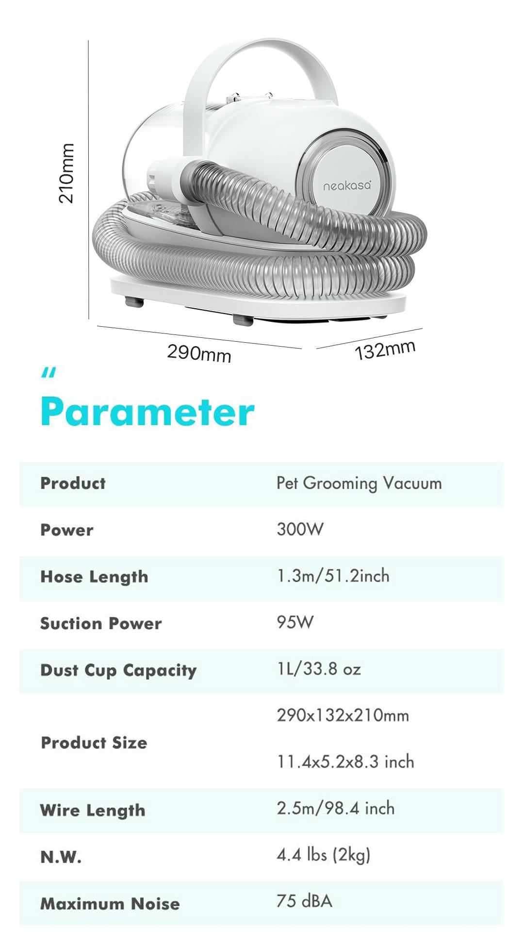 Neakasa P1 Pro Pet Grooming Kit & Vacuum Suction 99% Pet Hair with 5 Professional Grooming Shedding Tools for Dogs Cats and Other Animals