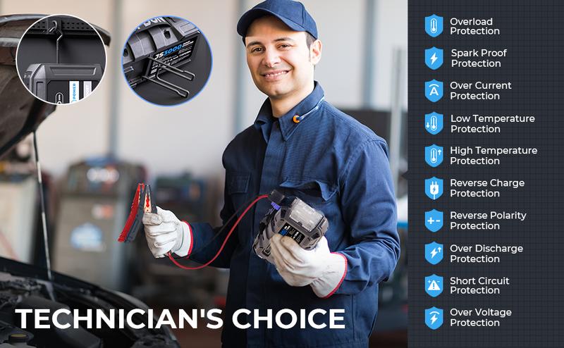 TOPDON JS3000 12V 3000A Battery Booster Automotive Jump Starter Pack for Up to 9L Gas/7L Diesel Engines Car Tool Kit Automotive Tool Kit with 24000mAh Battery Capacity Vehicle