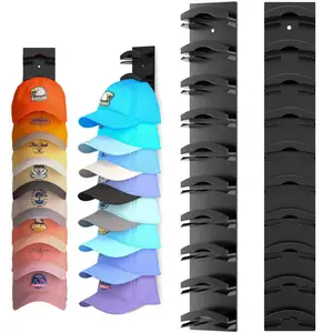 Hat Organizer for  Caps 2Pack, Hat Rack for Wall with Strong Adhesive Hold up to 20 Hats, Hat Hanger Holder Display for Door Closet,  Storage Multilayer Two Mounting