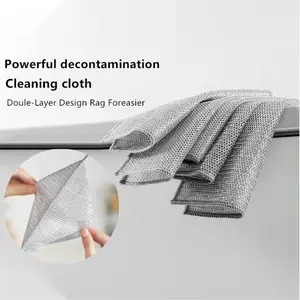 10 PCS New Upgrade double-Layer Non-Scratch Multipurpose Steel Wire Dishcloths - Reusable Quick-Dry Odor-Free Scrub Cloths for Dishes, Kitchen Cleaning Cloths for Cookware, Sinks, Dishes, Stove Tops，mesh dish cloth