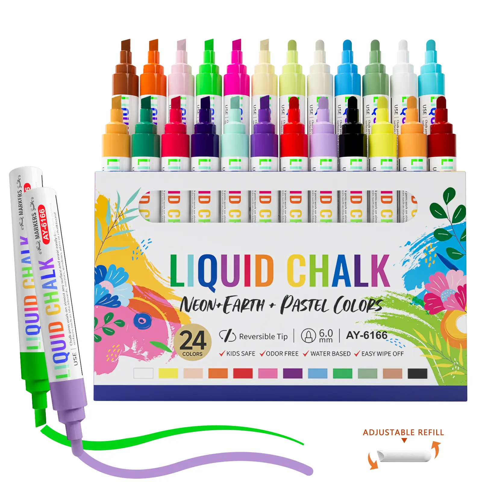 Chalk Markers Set for Blackboard & Glass Surfaces -Erasable Water-Based Non-Toxic With 6mm Reversible Tips Bullet/Chisel & 10mm 3-in-1 Nib - Washable Liquid Chalk Pen for Car, Window and Chalkboard Calendar sohochic