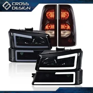 CROSSDESIGN Fit For 2003-2007 Silverado LED DRL Headlights Bumper Lamp&Tail Lights New
