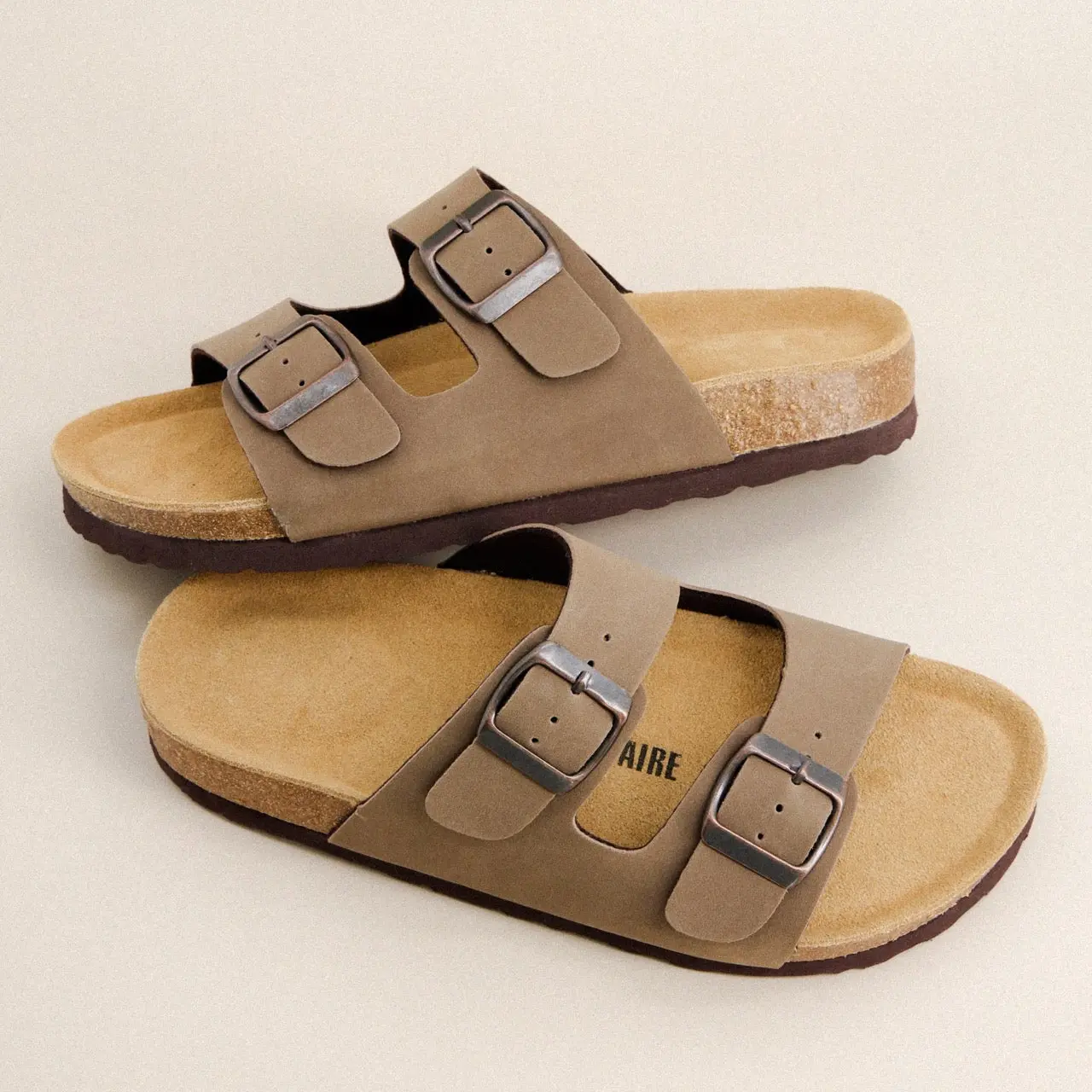 Cushionaire Women's Lane Cork Footbed Sandal – Comfortable Double Buckle Cork Sandals with Genuine Suede Cushioned Footbed & Arch Support | Classic Casual Summer Slide Sandals for Women