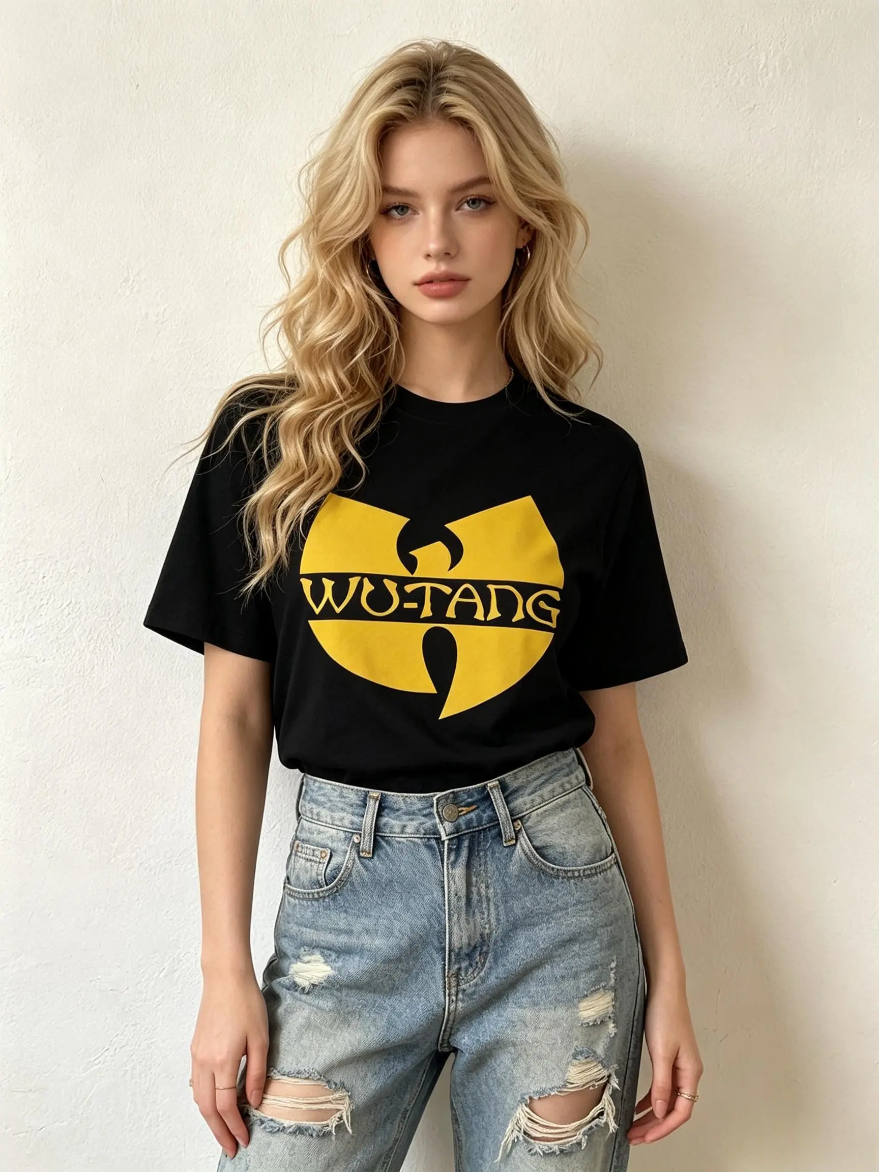 Women's Retro Hip Hop Muppet Graphic Print Short-Sleeve Pure Cotton Fabric Oversized Casual Streetwear T-Shirt, Shortsleeve sohochic