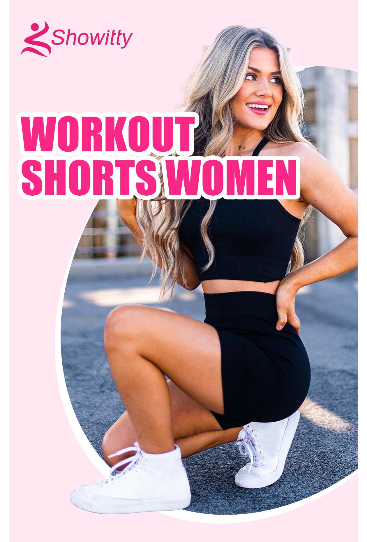 SHOWITTY High Waisted 3 Pack Biker Shorts for Women with Pockets - 5" Tummy Control Breathable Spandex Shorts for Gym Beach Summer Outfits