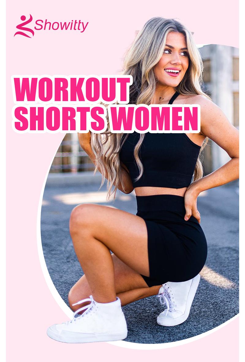 SHOWITTY High Waisted 3 Pack Biker Shorts for Women with Pockets - 5" Tummy Control Breathable Spandex Shorts for Gym Beach Summer Outfits