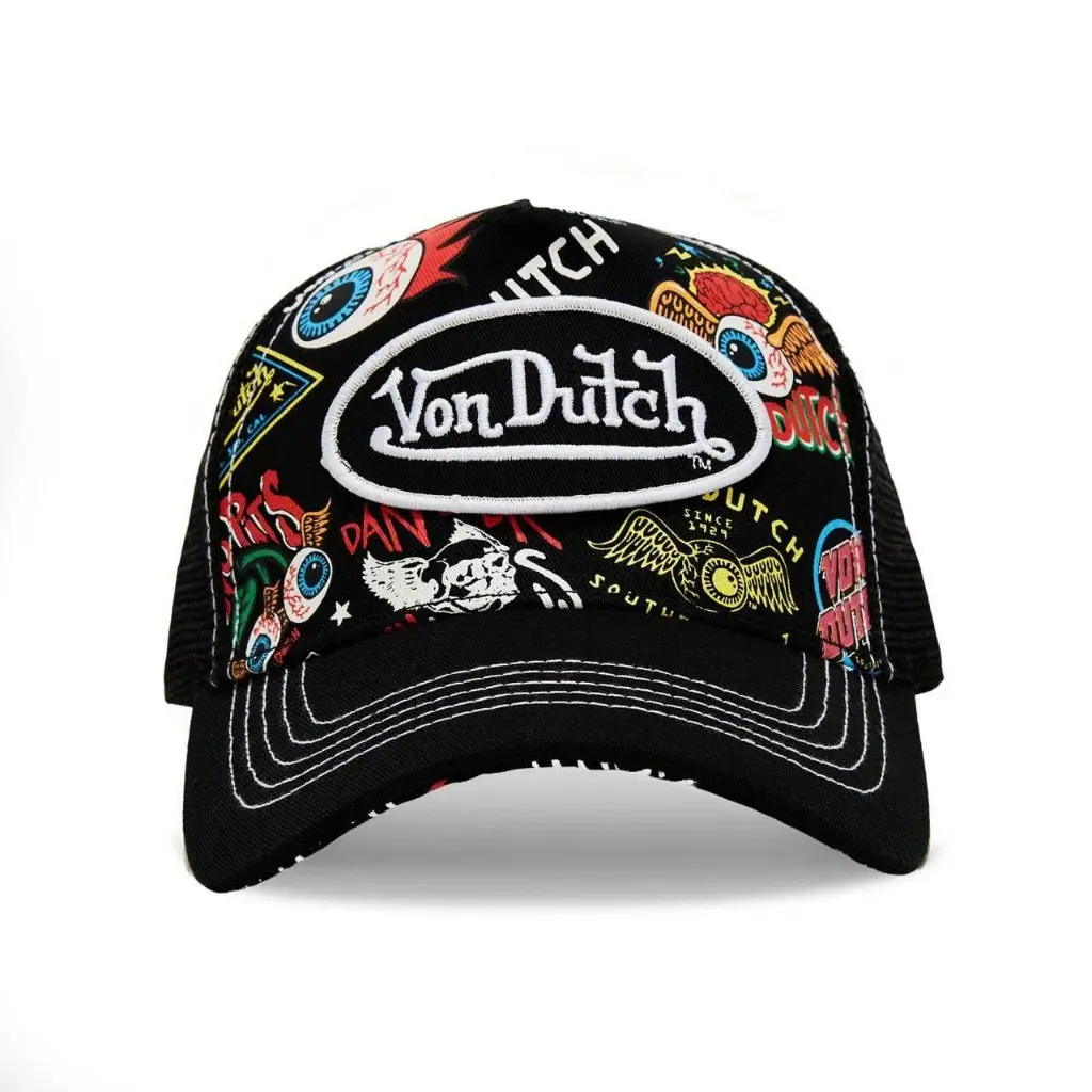 Von Dutch Graffiti Trucker Cap - Premium Snapback Mesh Baseball Hat, Embroidered Logo Graphic, 2026 Limited Edition Unisex Adjustable Streetwear Gorra, Urban Fashion Collectible for TikTok Style