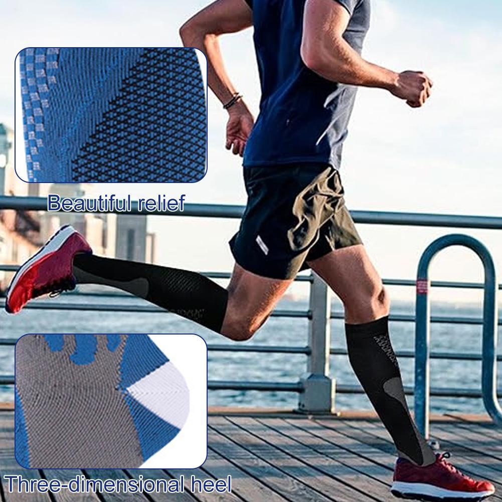 3 Pairs Compression Socks for Men & Women,20-30 mmHg Calf Support, Moisture Wicking Cushioned Athletic Plantar Fasciitis Relief-Perfect Gift for Joggers & Athletes